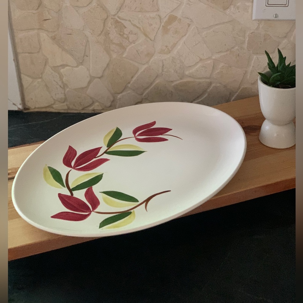 STETSON ELIZABETHAN SPRAY | Hand Painted Oval Serving Platter